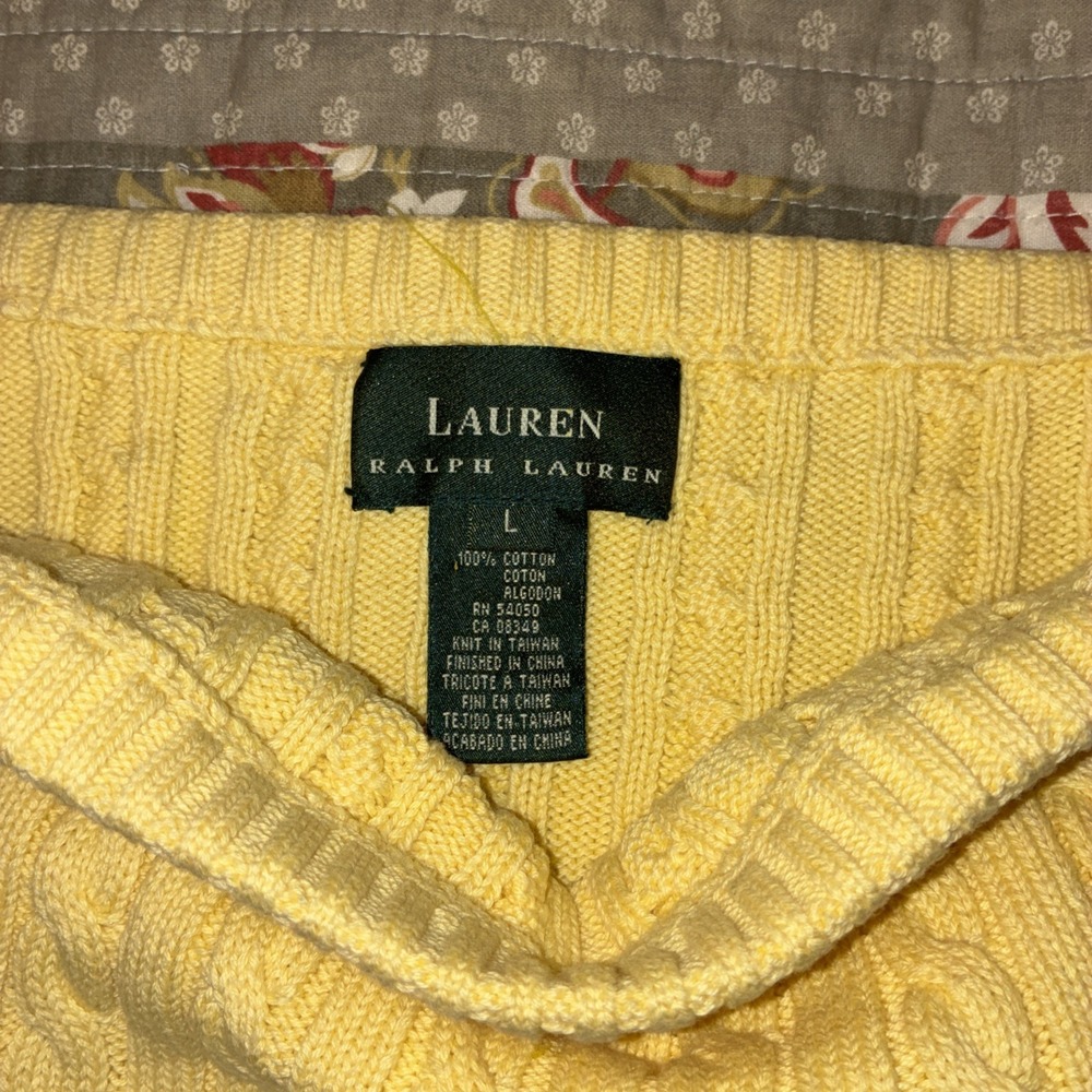 Vintage Ralph Lauren Cable Pattern Tank Top crop summer yellow size large - Picture 11 of 11